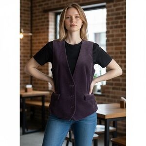 J.Jill Purple Corduroy Velvet Vest Large